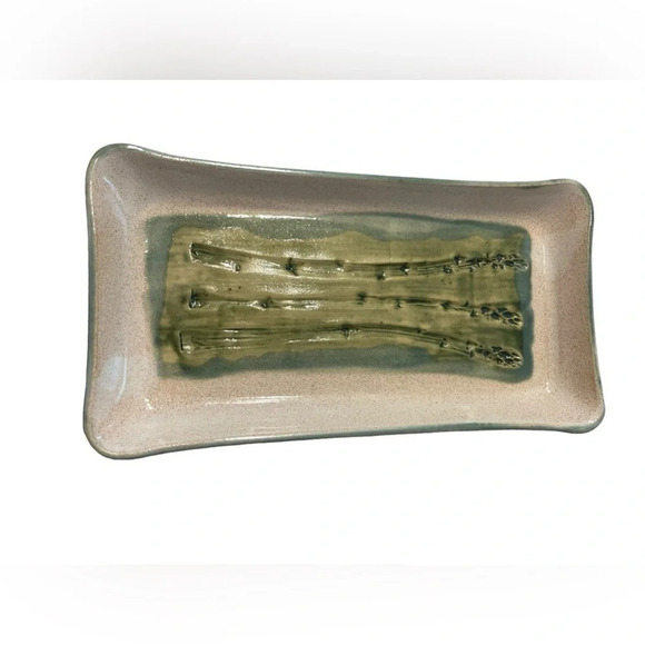 Ceramic Pottery Asparagus Dish Platter by Hugh Wayne, SC Potter. - Picture 3 of 6